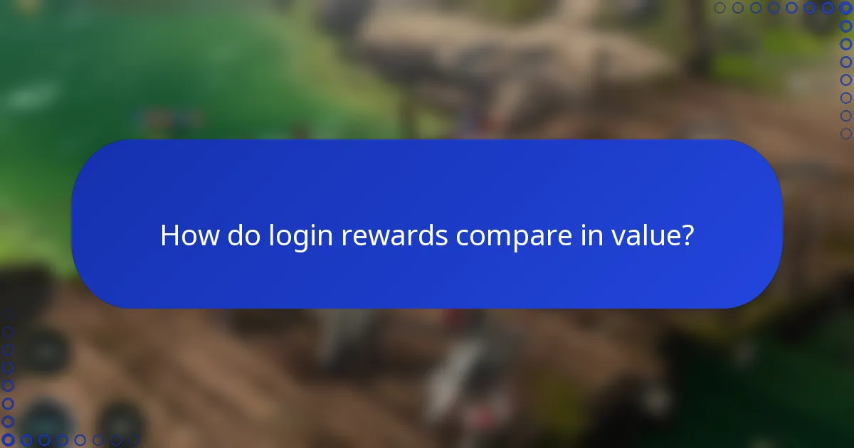 How do login rewards compare in value?
